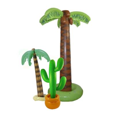 Tropische Hawaii feestversiering set - 3x stuks - opblaasbaar - palmbomen / cactus - thema feest Tropische Hawaii feestversiering set - 3x stuks - opblaasbaar - palmbomen / cactus - thema feest