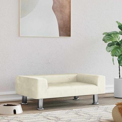 VidaXL Hondenmand 70x45x26,5 cm fluweel crèmekleurig