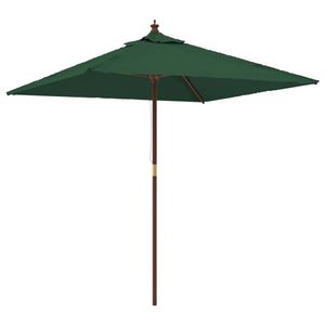 vidaXL Parasol met houten paal 198x198x231 cm groen