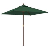 vidaXL Parasol met houten paal 198x198x231 cm groen - thumbnail