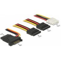 Delock 60171 Voedingskabel SATA 15-pins stekker > 3 x SATA-bus + 1 x Molex 4-pins female 20cm (PCB) - thumbnail