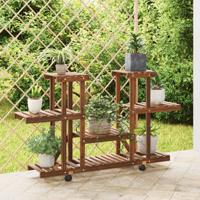 Plantenstandaard met wielen 110x25x78 cm massief vurenhout
