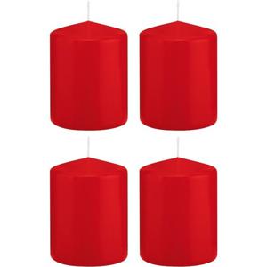 Cilinderkaars/stompkaars - 4x - rood - 6 x 8 cm - 29 branduren