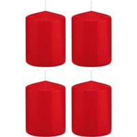 Cilinderkaars/stompkaars - 4x - rood - 6 x 8 cm - 29 branduren