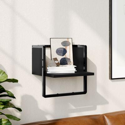 Wandschap met stang 30x25x30 cm zwart