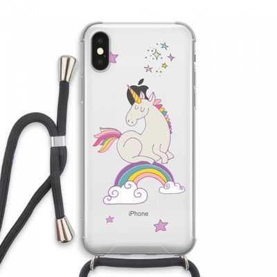 Regenboog eenhoorn: iPhone XS Max Transparant Hoesje met koord