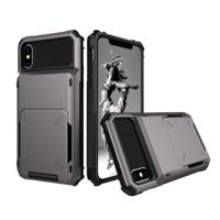 Schokbestendig TPU + PC beschermende case voor iPhone X/XS met kaartsleuf (zwart)