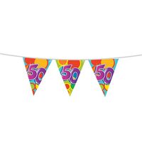 Leeftijd verjaardag thema vlaggetjes 50 jaar plastic 10 meter