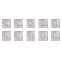 Vierkante Inbouwspot Armatuur 10-Pack - Waterdicht IP65 - Chroom