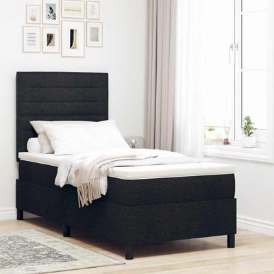 Boxspringbed met Matras en LED-lamp - Zwart - 100 x 200 cm Stof