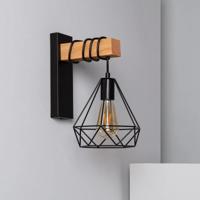 Wandlamp slaapkamer kooilamp &apos;Sardi&apos; E27 fitting modern hout modern