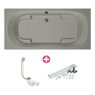 Ligbad Xenz Kanaga | Inbouw | 190x90 cm | Incl.Badafvoer | Met overloop | Acryl | Cement mat