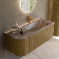 Badmeubel Mondiaz Kurve-Dlux | 115 cm | Meubelkleur Dusk | Wastafelkleur Oza | Solid surface | Wasbak rechter zijde spoelbak | 1 kraangat