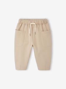 Wijde babybroek van sweatstof koffie