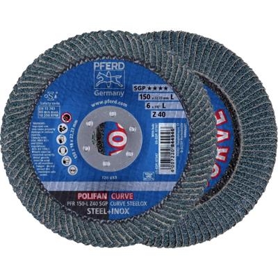 PFERD TOOLS 67689082 PFR 150-L Z 40 SGP CURVE STEELOX Lamellenschijf Diameter 150 mm Boordiameter 22.23 mm RVS, Staal 10 stuk(s)