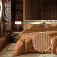 Dekbedovertrek Katoen-Satijn - Satijnstreep - Lits-Jumeaux XL (260x200 Cm) - Taupe Katoen-satijn - Strepen & Hotel Luxe - Presence - Dekbed-Discounter.nl