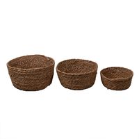 Clayre & Eef Opbergmand Set van 3 Ø 30 Ø 26 Ø 22cm Bruin Zeegras Mand Bruin Mand