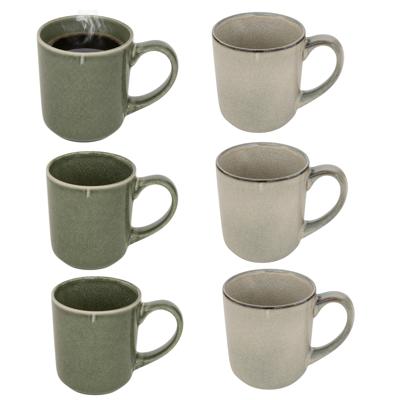 Secret de gourmet Koffiemok - 6x - groen - keramiek - 420 ml - beker
