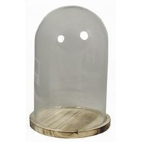 Glazen stolp met houten onderbord 30 cm - thumbnail