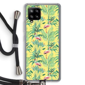 Flamingo party: Samsung Galaxy A42 5G Transparant Hoesje met koord