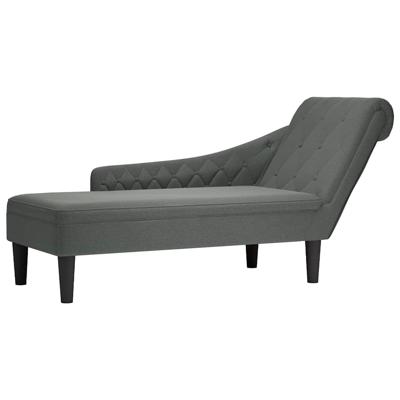 Chaise longue met kussen en rechterarmleuning stof donkergrijs