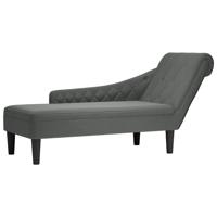 Chaise longue met kussen en rechterarmleuning stof donkergrijs