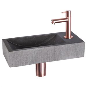 Differnz Differnz Ribble fonteinset bombai black - natuursteen - kraan recht rood koper