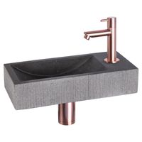 Differnz Differnz Ribble fonteinset bombai black - natuursteen - kraan recht rood koper