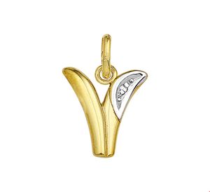 TFT Bedel Letter V Diamant 0.005 Ct. Goud