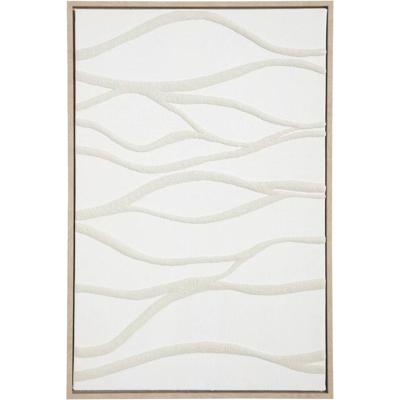 Leen Bakker - Schilderij Wave - Multikleur - 60x40 Cm - Hout/Canvas - Wit#Beige - 3x40x60 Cm