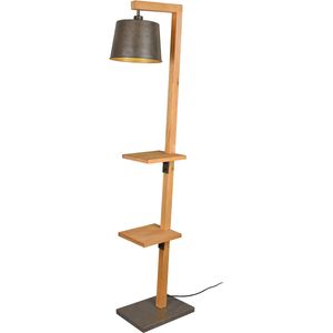 LED Vloerlamp - Trion Rodano - E27 Fitting - Rond - Mat Bruin - Hout