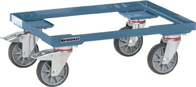 Promat/Tecwerk Krattentrolley | | draagvermogen 250 kg TPE-banden | L605xB405mm | hoekstaal duifblauw, RAL 5014 - 9000444230