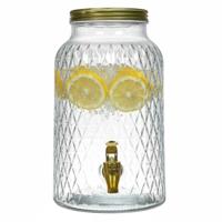 Home Deco Factory Drankdispenser - 6 liter - glas - limonadetap - waterdispenser