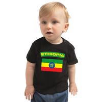 Ethiopia t-shirt met vlag Ethiopie zwart voor babys