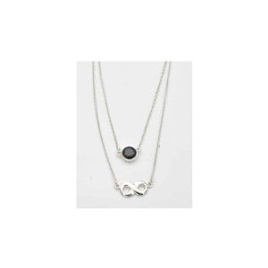 Zilveren Ketting Infinity Spinel Zwart