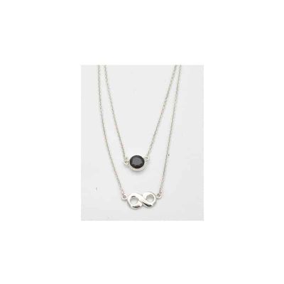 Zilveren Ketting Infinity Spinel Zwart
