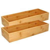 Bestekbak/keuken organizer - Set van 4x stuks - 1-vaks - Tidy Smart - bamboe - 38 x 15 x 7 cm