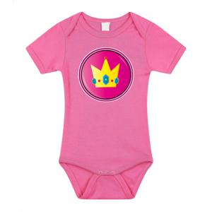 Baby rompertje - prinses Peach - roze - kraam cadeau - babyshower - verkleed/cadeau romper