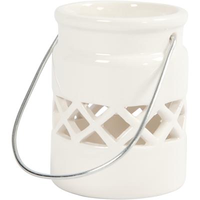 Creativ Company Lantaarn, h: 8 cm, d 6,2 cm, wit, 2 stuk/ 1 doos
