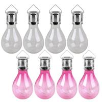 Solar sfeer tuin hanglamp - 8x stuks - roze en wit - kunststof - 15 cm