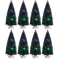 Kerstdorp mini kerstboompjes - 16x st - 15 cm - verlicht - 20 gekleurde LED lampjes Kerstdorp mini kerstboompjes - 16x st - 15 cm - verlicht - 20 gekleurde LED lampjes