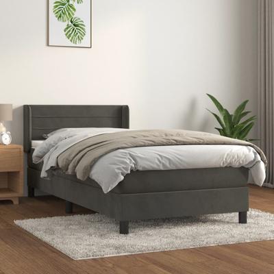 Boxspring met matras fluweel donkergrijs 80x200 cm
