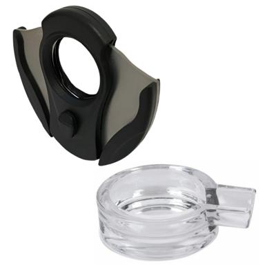 Sigaren set - asbak - glas - D15 cm - sigarenknipper - 27 mm