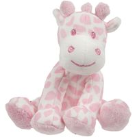 Suki Gifts pluche gevlekte giraffe knuffeldier - roze/wit - zittend - 14 cm - thumbnail