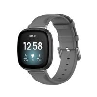 Bandje geschikt voor Fitbit Versa 3 - Maat S - Horlogebandje - Polsband - Kunstleer - Grijs