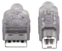 Manhattan USB-kabel USB 2.0 USB-A stekker, USB-B stekker 3.00 m Zilver 340458 - thumbnail