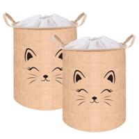 Kruzzel Speelgoedmand - 2x - beige - 42L - 32 x 43 cm - opbergmand - organizer