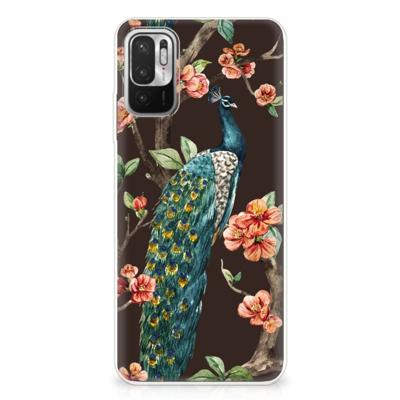 Xiaomi Redmi Note 10/10T 5G | Poco M3 Pro | TPU Hoesje | Pauw met Bloemen Xiaomi Redmi Note 10/10T 5G | Poco M3 Pro | TPU Hoesje | Pauw met Bloemen