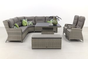 Sandigo lounge dining set met bijzetbank + 2x verstelbare tuinstoel