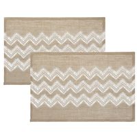 Set van 12x stuks placemats zigzag lijnen wit jute 45 x 30 cm - thumbnail